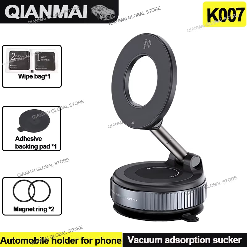 2025 NEW K007 Strong Magnetic Car Phone Holder Foldable Design 360° Adjustable Vacuum Mount for Car/Desk/Bathroom/Universal Use