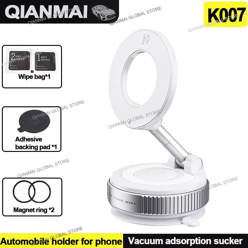 2025 NEW K007 Strong Magnetic Car Phone Holder Foldable Design 360° Adjustable Vacuum Mount for Car/Desk/Bathroom/Universal Use